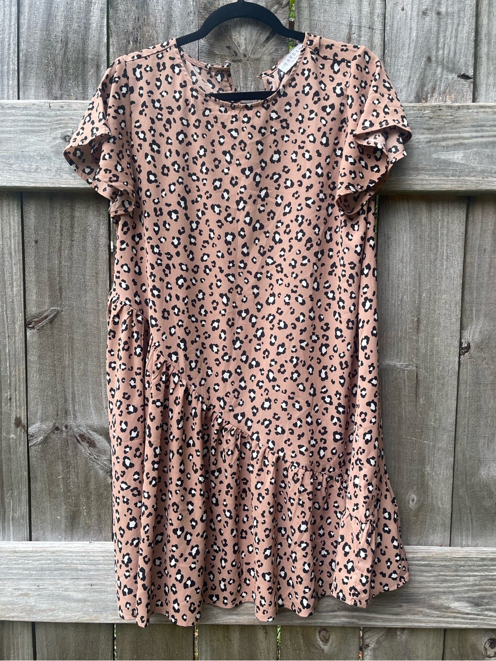 Hayden Tan Pink Leopard Ruffle Hem Casual Dress Sz M